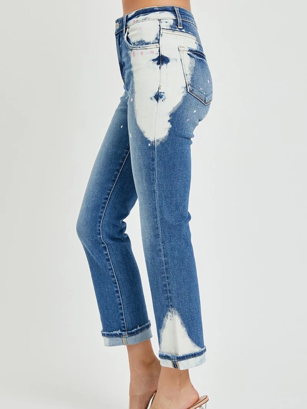 Risen Two-Tone Bleached Blue Wide-Leg Jeans 15/32